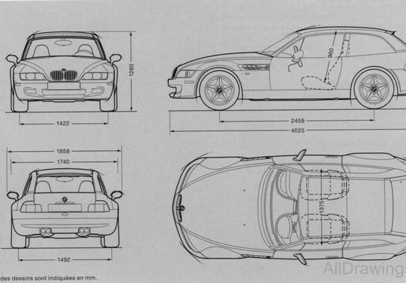 BMW Z3 (БМВ З3) - чертежи (рисунки) автомобиля